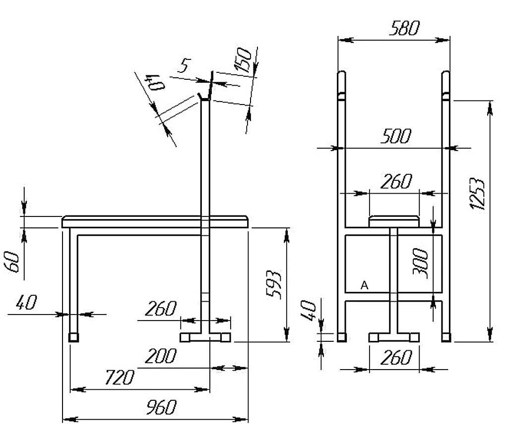 Скамья для жима лежа чертежи размеры из профильной трубы